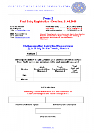 Download Form 2 - Final Entry Registration