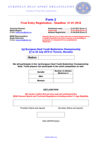 Download Form 2 - Youth Final Entry Registration